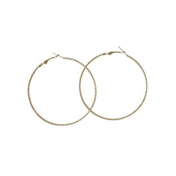 Oversized Textured Metal Hoop Earrings - Picture 6 of 9